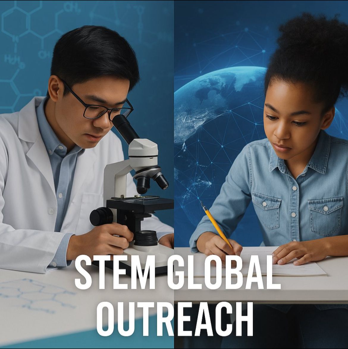 Teacher and student working together on STEM education with molecular models